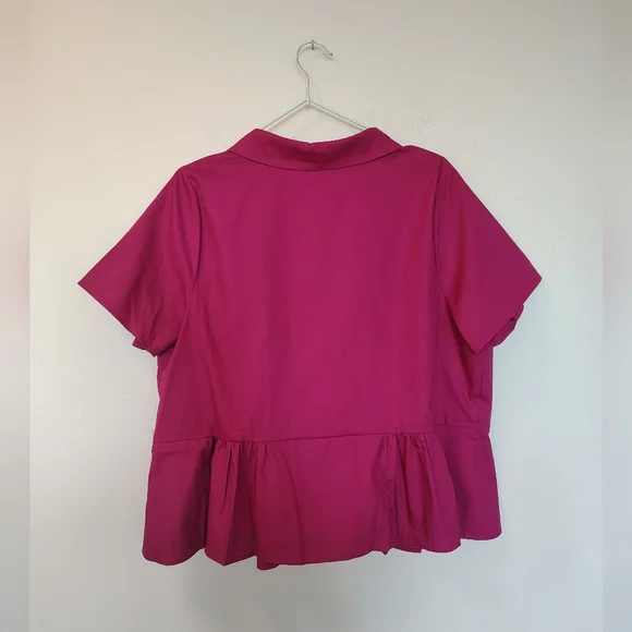 NWT Raspberry Peplum Cotton Blouse - Picture 4 of 4